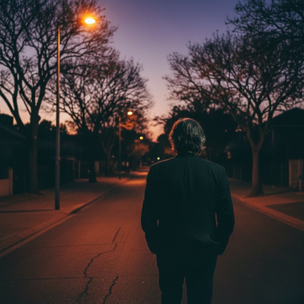 Dan under a streetlight