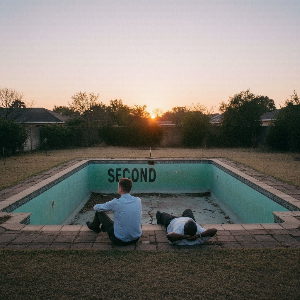 Letlotlo and Leo at the empty pool